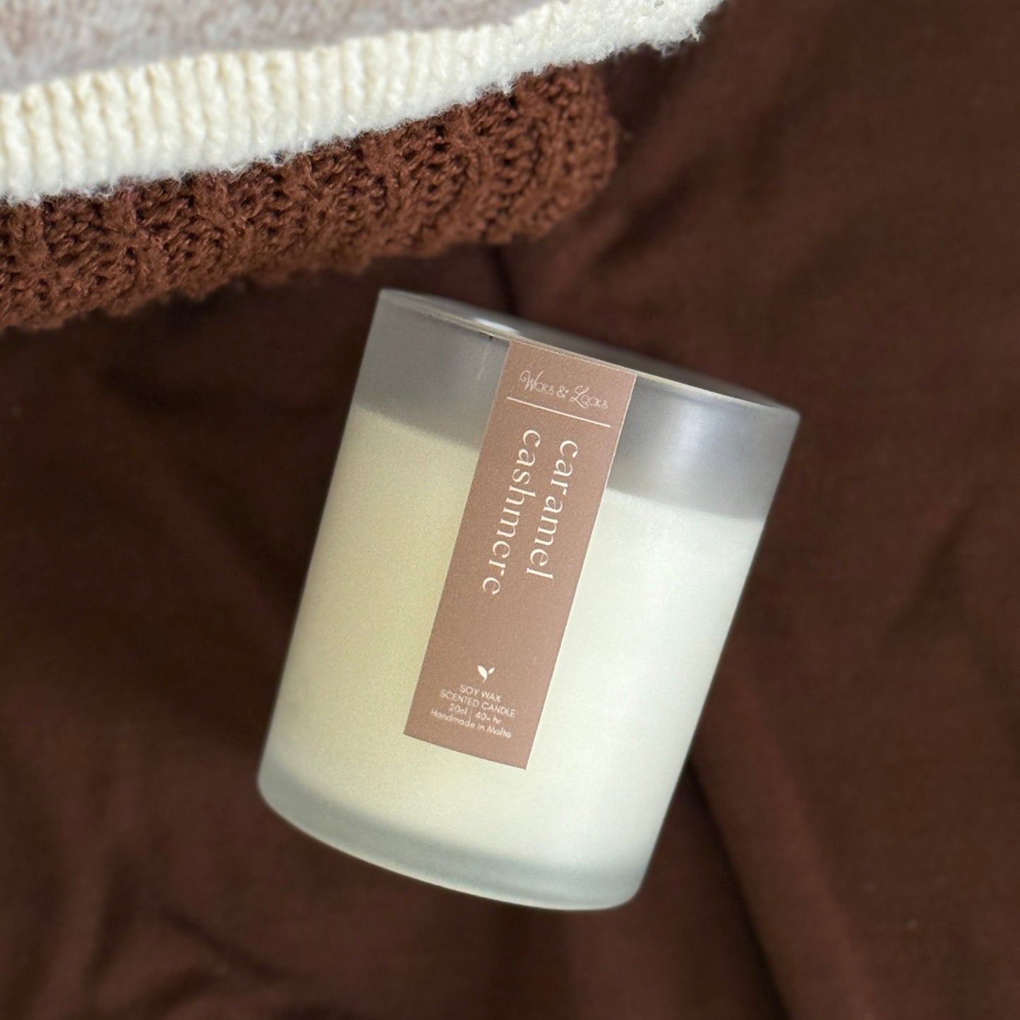 Caramel Cashmere | Scented Candle Open | Autumn Collection | Wicks & Locks | Handmade in Malta