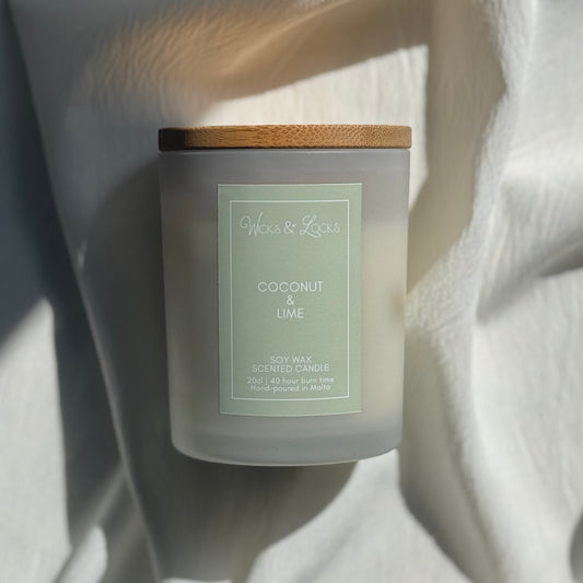 Coconut & Lime | Luxury Scented Candle | Wicks & Locks | Malta