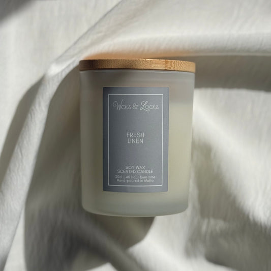 Fresh Linen | Luxury Scented Candle | Wicks & Locks | Malta