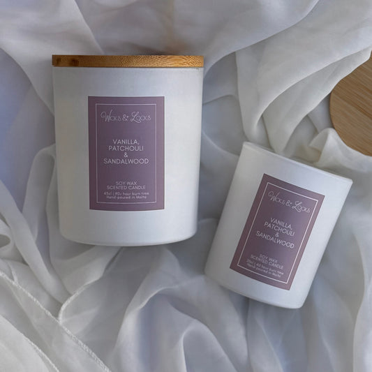 Vanilla, Patchouli & Sandalwood | Luxury Scented Candle