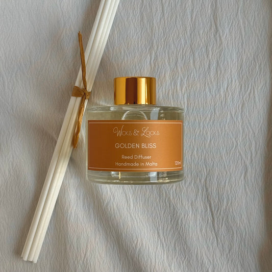 Golden Bliss | Reed Diffuser | Wicks & Locks | Malta