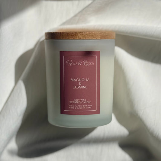 Magnolia & Jasmine | Luxury Scented Candle | Wicks & Locks | Malta