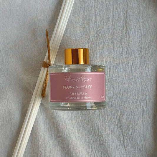 Peony & Lychee | Reed Diffuser | Wicks & Locks | Malta
