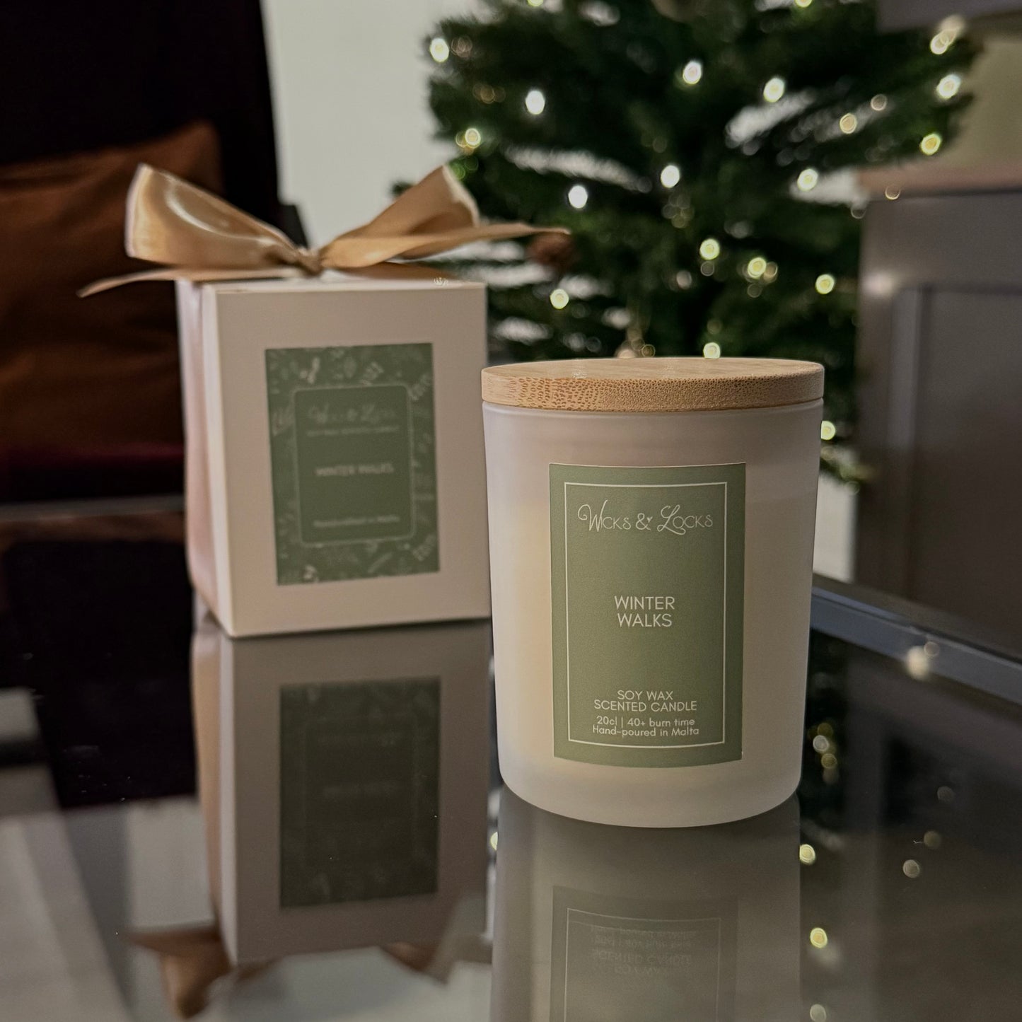 luxury scented candle handmade in malta christmas gift box matches